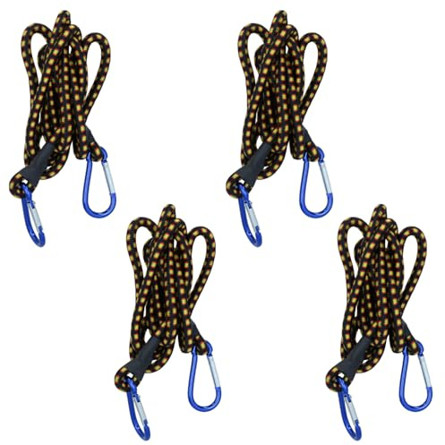 Garden Mile Heavy Duty Bungee Cords with Carabiner Clips | 72” Long Elastic Straps for Tarps, Bike Rack, Camping Gear, Luggage Straps, Roof Rack, Van Accessories, and Outdoor Essentials (4 Pcs)