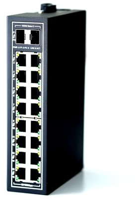 WIWAV WDH-16ET2GF-DC 10/100Mbps Commutateurs Ethernet Gigabit 18 Ports Non gérés avec Rail DIN/Montage Mural (sans Ventilateur, -30 ℃ ~ 75 ℃)