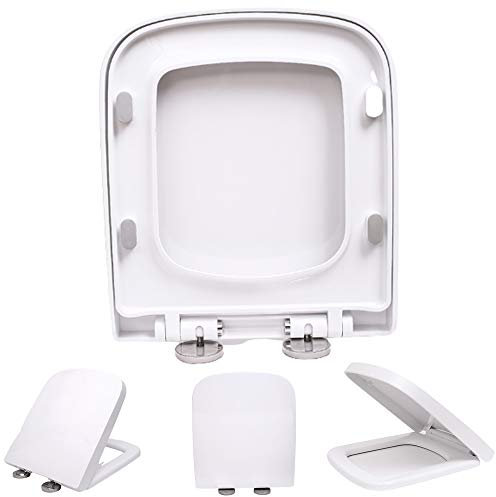 Luxury Quick Release Soft Close Toilet Seat Top Fix Easy Clean Bathroom Seat with One Set Free Top Fixing Hinges (S Shape)
