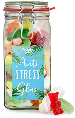 Anti Stress Glas - süße Nervennahrung im Glas für alle Notfälle, Geschenkidee für Freunde, Familie und Mitarbeiter
