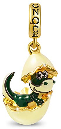 GNOCE Nouveau-Né Dinosaure Pendentif à Breloques En Argent Sterling Plaqué Or Balancent Animaux Breloque Fit Bracelet/Collier Bijoux Pour Femmes Filles Fille