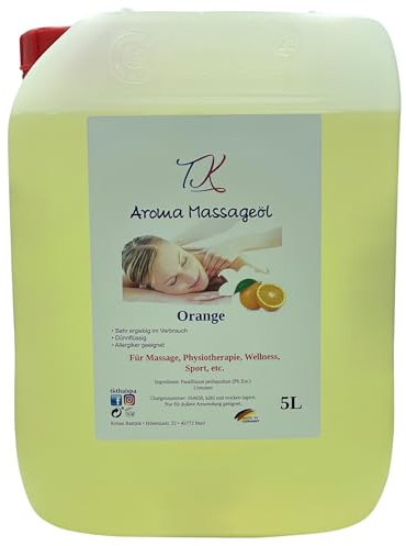 5L Aroma Massageöl - Orange für Massage, Physiotherapie, Wellness, Sport uvm., Artzneimittel Qualität