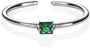 namana Zierlicher Ring für Frauen - Verstellbarer Offener Ring Mit Buntem Quadratischem Stein, Damenring Mit Zirkonia-Stein, Silberring für Teens, Mädchen