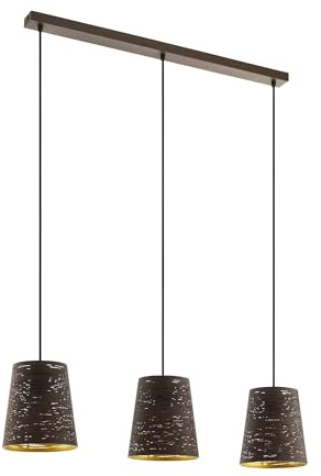 EGLO Pendelleuchte Segezia, 3 flammige Hängelampe | Hängeleuchte aus Metall in Mokka, Gold, Esstischlampe, Wohnzimmerlampe hängend E27