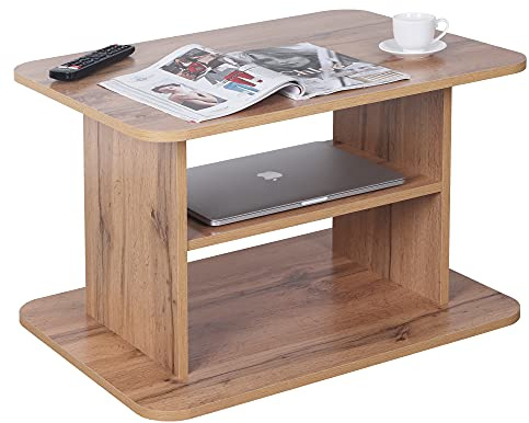 RICOO Table Basse Salon 69 x 45 x 50 cm WM094-EW Table d'appoint avec Rangement Chêne Marron Wotan –