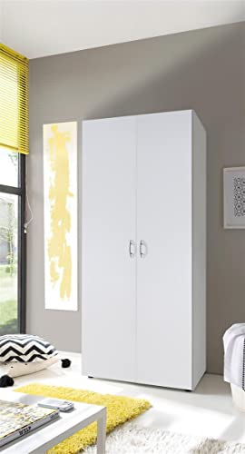 möbelando Kleiderschrank Mehrzweckschrank Standrschrank Schrank Schlafzimmer Hamina I Weiß
