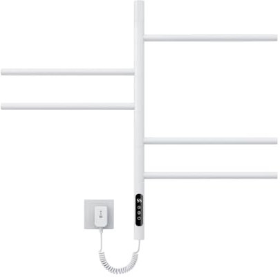 Toallero Baño Radiador, 420x660mm, rotación de 180°, Pared Plug-in Secatoallas, Radiador de Toallas, Secador Toallas, Toallero eléctrico inteligente de temperatura constante, Bajo Consumo-White