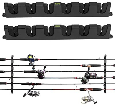 Booms Fishing WV5 Horizontale Angelrutenhalter für Garage, Wandmontage, Kajak-Angelrutenhalter und Gestell, speichern Sie bis zu 6 Ruten und Rolle Combo in 37,1 cm