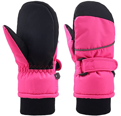 Schneehandschuhe Kinder - wasserdichte und Winddichte Winter Warme Kinderhandschuhe Outdoor Sports Snowboard Ski Fäustlinge Handschuhe für Junge und Mädchen 2-8 Jahre
