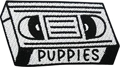 Patch zum Aufbügeln - Puppies Tape | Retro Kassette Patches, Welpen Bügelbild, Vintage Hunde Aufbügler, Hund Aufnäher Finally Home