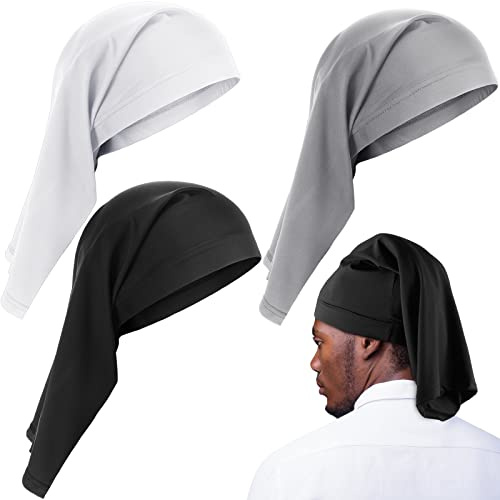 Foaincore 3 Stück Satin gefütterte Dread Loc Kappe Lange geflochtene Kappe elastische Dreadlock-Schlauchsocken für volle Abdeckung Haarstrumpf Nachtschlaf Motorhaube (schwarz, grau, weiß)