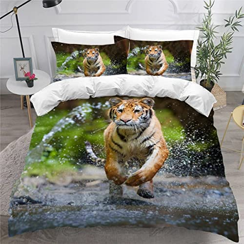 VASENA Bettwäsche Jaguar Bettwäsche 135x200 Kinder Tiger Tier Bettbezug Set Weich Microfaser Kinderbettwäsche 3 Teilig Mit ReißVerschluss Mit 2 Kissenbezug 80x80 cm