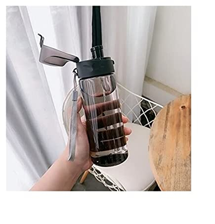 Wasserflasche für Sport Plastiksportflaschen Große Kapazität Einfache Männliche Weibliche Studenten Flasche Persönlichkeit Weltraumbecher Leckproof Sport Trinkwaren Nachhaltige Wasserflasche ( Blue :