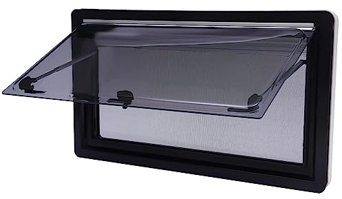 ELOMAS Wohnwagenfenster Ausstellfenster Camper Wohnwagen Fenster Wohnmobil Fenster RV Klappfenster Externes Push Fenster mit integriertem Rollo und Fliegengitter,350 * 280