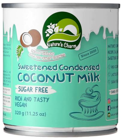 Nature's Charm Leche Condensada de Coco Sin Azucar 320g | Sugar Free Sweetend Condensed Milk (Pack de 6)