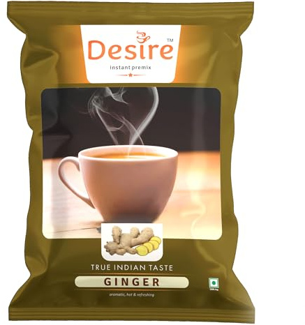 Desire Instant Tea Premix Thé au gingembre | Adrak Karak Chai prêt à boire, il suffit d'ajouter de l'eau chaude | Mélange de thé instantané en poudre | Idéal pour le manuel et le distributeur