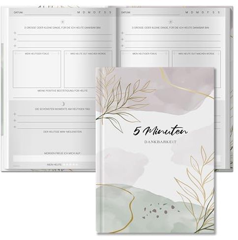 BIROYAL 5 Minuten Tagebuch | die Kombination aus Mindfulness- & Dankbarkeitstagebuch | Journal für Selbsterliebe & Motivation | Achtsamkeitstagebuch (Nacht)