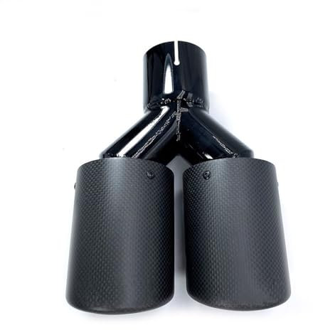 Auspuffblenden 1 Stück Matt Carbon + Schwarz Edelstahl Auspuff Dual Tips Auto Schalldämpfer Doppelrohre für Abgasanlagen Dual Tips Autozubehör Endrohr für Autos (Größe : 63-114mm)