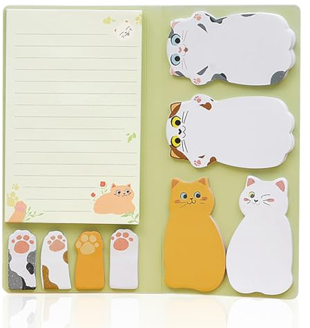 Haftnotizen süße Kätzchen - 210 tragbare post it klein,Durchsichtige Post it wasserdichte und lustige Post-its in Herzform - kreatives Geschenk Simsky