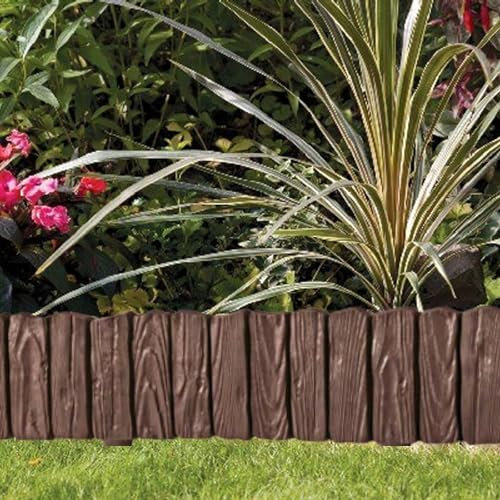 AP Supplies Lawn Edging Border Set - provides a clear separation between grass, flower beds, pathways, and other landscape features. (Wood, Brown)