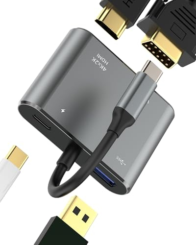 Adattatore multiporta USB C a HDMI VGA (4 in 1) 4 K Digital Displayport DP AV Hub Android Type-c Charging USB-A OTG 3.0 splitter 60 Hz ad alta risoluzione per iPad Macbook connettore per Apple iPhone