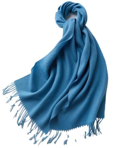 Damen Wollschal Quasten Wärme Kaschmir Schal, S Blau, One size