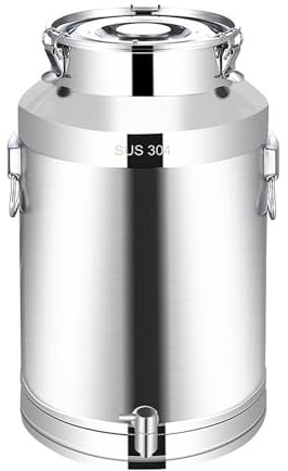 KELUNIS Seau à Lait en Acier Inoxydable Seau à Lait en Acier Inoxydable avec Robinet Pot à Lait en FûTs De Transport De Lait pour Le Stockage Et Le Transport,20L