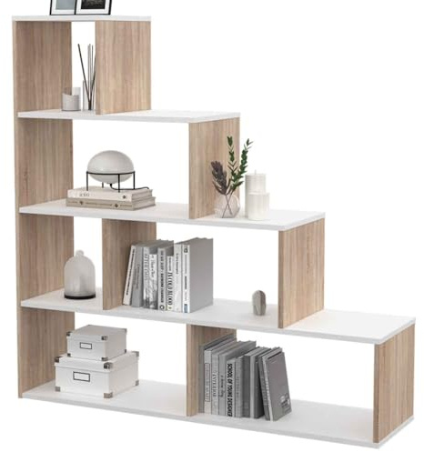 IDMarket - Librería escalera LINA blanca y haya