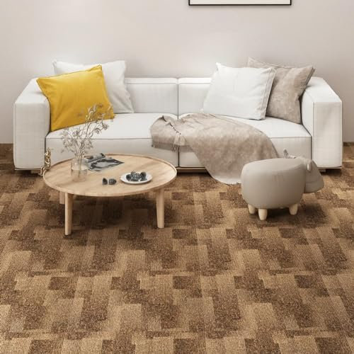 ShGaxin Teppichfliesen 20 STK. 5 m² Braun, Teppichboden, Teppich Fliesen Boden, Eppichfliesen, Filzfliesen