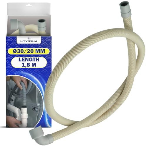 Desague Manguera Lavavajillas y Lavadora 1800 mm Ø30/20 mm con Código Original C00054869 C00027466 482000022642 482000026108 para Indesit para Ariston para Whirlpool - Garantía de 10 Años - MONTERAL