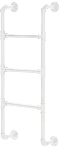 HJDSUDU Ausstiegsleiter für Kellerfensterschacht, an der Wand montierte Leiter aus Schmiedeeisen für Etagenbetten im Dachgeschoss, Kletterleitern für Hochbetten, Außendecks,Weiß,60cm/23.6in