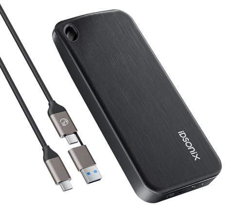 iDsonix Portable SSD 2TB Externe Festplatte, USB 3.2 GEN 2 bis zu 1000 MB/s Externes Solid State Drive mit 2-in-1 USB-C-Kabel Kompatibel mit Xbox, PS5, Mac, PC, Laptop, Kamera (i10PRO)