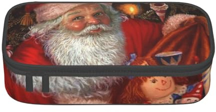 Hgbbdyyjj Weihnachtsmann-Geschenktasche, personalisierbar, bedruckt, großes Fassungsvermögen, multifunktionales Schreibwaren-Federmäppchen, Schwarz , Einheitsgröße, Taschen-Organizer