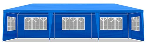 Vasitelan Outdoor Party Patio Canopy Tent Gazebo with Removable Sidewalls Instant Event Tent for Cater Events Wedding Birthday Pavilion Beach BBQ (Blue, 10'x30')