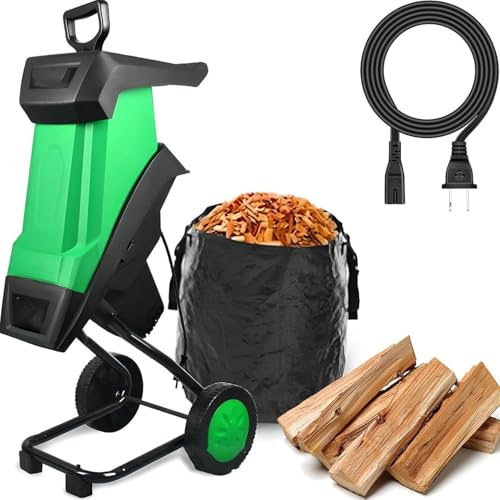 ZXSYYDS Wood Chipper Garden Mulcher,2400W Electric Leaf Mulcher Shredder, 4500RPM Leaf Mulcher Branch Compost Shredder, 39mm Cutting Capacity,for Yard Cleanup