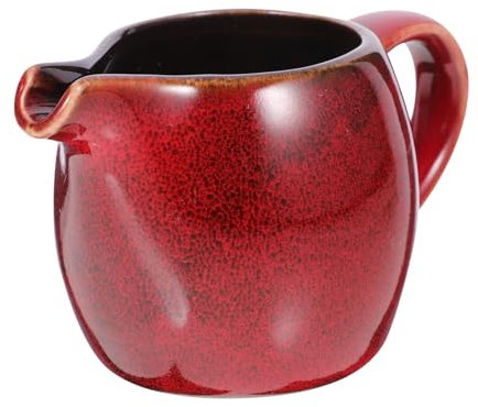VICASKY Caraffa in Ceramica Rossa con Manico e Beccuccio Appuntito per Caffè e Tè Pomeridiano, Facile da Pulire per Coffee Shop ed Uso Domestico
