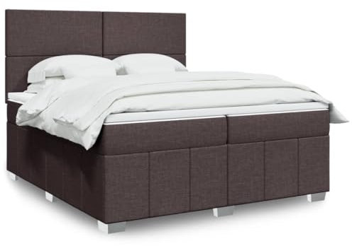 MOBCANT Boxspringbett mit Matratze, Bettsystem Tagesbett Bettstütze Futonbett Geeignet für Schlafzimmer Gästezimmer Wohnungen Hotel Dunkelbraun 200x200 cm Stoff