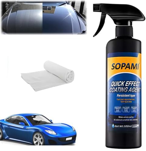 Sopami Car Coating Spray,Multi‑Purpose Quick Coating Spray | High Gloss Shine, Auto Body Wax Scraping and Polishing Waterless Wash, Wheels & Interior Surfaces (1 pcs)