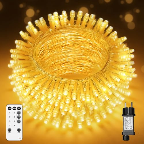 Macchiatto Guirlande Lumineuse Intérieur Extérieur LED 10M/ 40M/ 60M avec et Minuterie, 8 Modes d'Éclairage, Fonction Mémoire, Étanche IP44, pour Décoration Maison, Noë, Jardin, Mariages et Fêtes