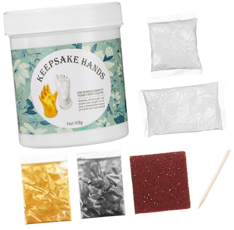 Warmhm Kinderhandabformungsset aus Gips für Neugeborene mit Einfacher Selbstgemacht Anleitung und Goldener Farbe zur Erinnerung an Babypartys und Geburtstage