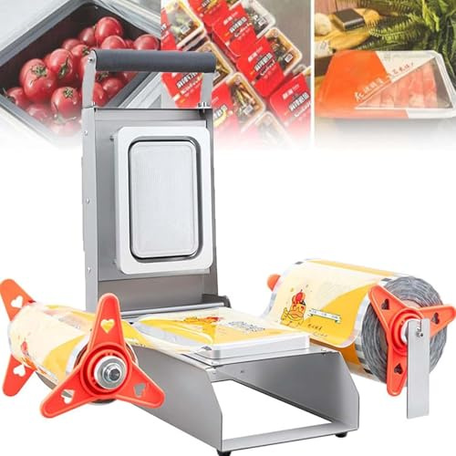YXZQLOZ Manual food tray sealer, fast compact vacuum sealer, heat sealer for liquid or juicy foods including fresh meats, soups, sauces and marinades (20 * 14cm)