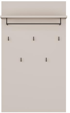 Forte Alice Springs Garderobenpaneel 70 80, Moderne Garderobe, Garderobenhaken, Hutablage, Holzwerkstoff, Kaschmir Beige, 74 cm breit x 127 cm hoch x 30 cm tief