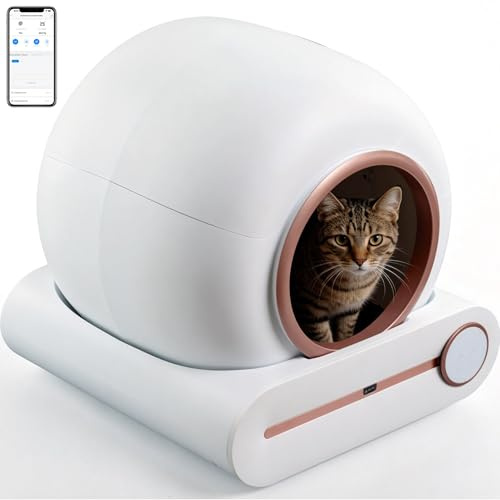 Venkillian Lettiera per Gatti Intelligente con Controllo App: 65L Grande Vaschetta Automatica Cestino 9L Sensori di Sicurezza & Modalità Doppie per Case con Più Gatti & Gatti Piccoli