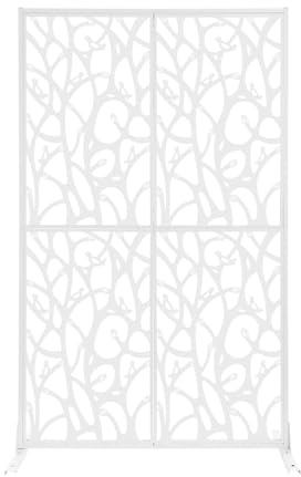 Czyurachel Fristående rumsavdelare av stål, integritetsskydd paravent rektangel 115 x 40 x 183 cm, fågelformad ihålig design, skiljevägg rumsavdelare, paravent rumsavdelare, inomhus-/utomhus (vit)
