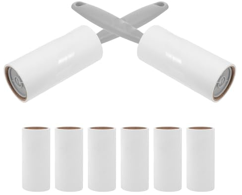 BESPORTBLE Rodillo Quitapelusas para Mascotas con Fuerte Adhesivo, Mango Gris Ergonómico, Set de 2 Rodillos con 6 Recambios de Papel (40 y 60 Hojas), Adecuado para Ropa, Muebles y Alfombras