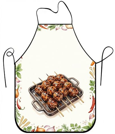 Delantal de cocina de hierbas y especias, diseño culinario vintage, delantal de cocina para parrilla, barbacoa de verano para adultos, Blanco, 24x31 Inch