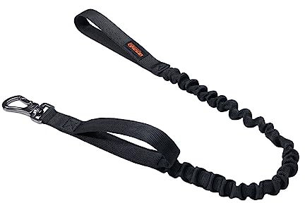 EXCELLENT ELITE SPANKER Tactical Bungee Hundeleine Militär Polizei Hund Training Leine Seil mit 2 Kontrollgriffen für mittlere und kleine Hunde(BLK)