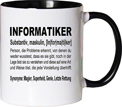 Mister Merchandise Kaffeebecher Tasse Informatiker Definition Geschenk Gag Job Beruf Arbeit Witzig Spruch Teetasse Becher Weiß-Schwarz