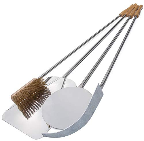 GIEMME - Set de 4 Palas para Pizza de Acero Inoxidable – Mango de 85 cm – Ideal para Pizzas de 30 cm