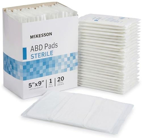 McKesson Lot de 20 compresses abdominales stériles Blanc 12,7 x 22,9 cm